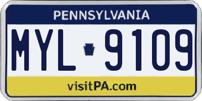 PA license plate MYL9109