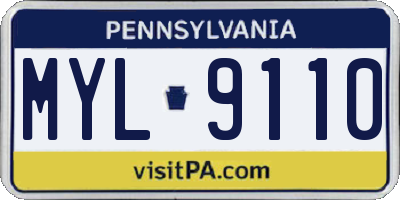 PA license plate MYL9110