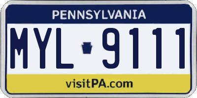 PA license plate MYL9111