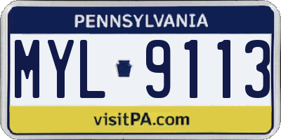 PA license plate MYL9113