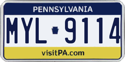PA license plate MYL9114