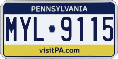 PA license plate MYL9115