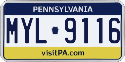 PA license plate MYL9116