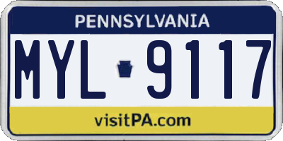 PA license plate MYL9117