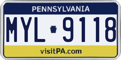 PA license plate MYL9118