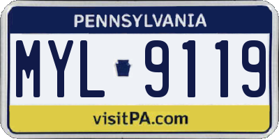 PA license plate MYL9119