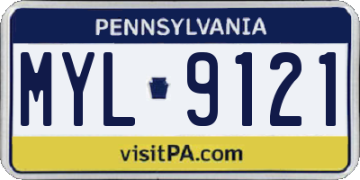 PA license plate MYL9121