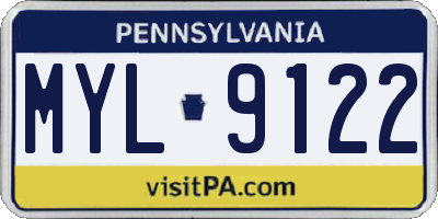 PA license plate MYL9122