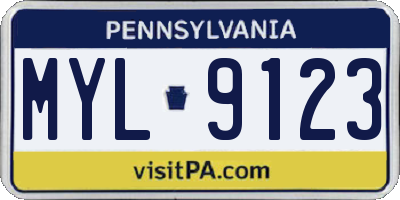 PA license plate MYL9123