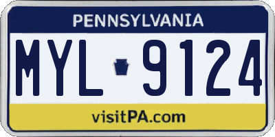 PA license plate MYL9124