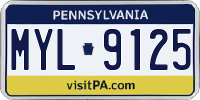 PA license plate MYL9125