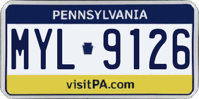PA license plate MYL9126