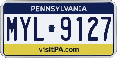 PA license plate MYL9127