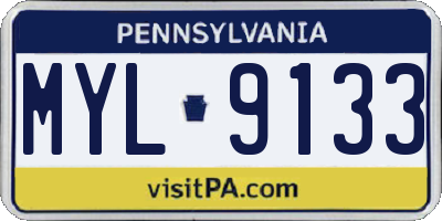 PA license plate MYL9133