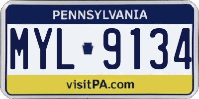 PA license plate MYL9134