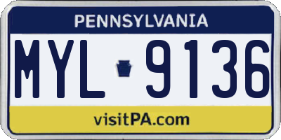 PA license plate MYL9136
