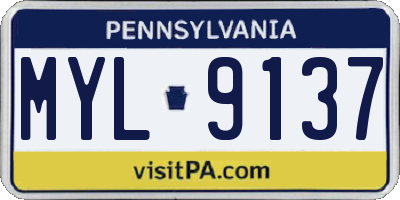 PA license plate MYL9137