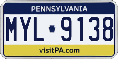 PA license plate MYL9138
