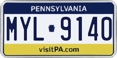 PA license plate MYL9140