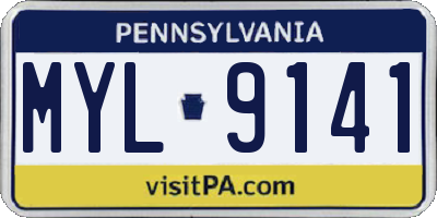 PA license plate MYL9141