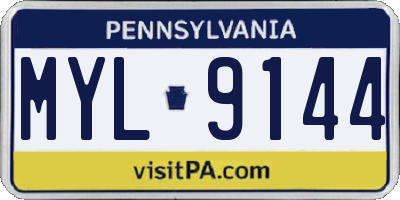 PA license plate MYL9144