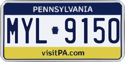 PA license plate MYL9150