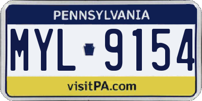 PA license plate MYL9154