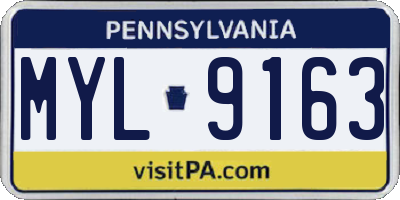 PA license plate MYL9163
