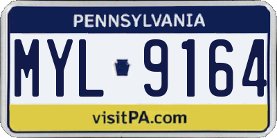 PA license plate MYL9164