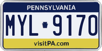 PA license plate MYL9170