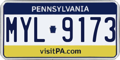 PA license plate MYL9173