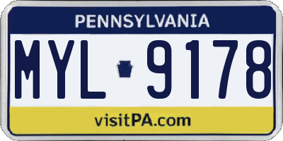 PA license plate MYL9178