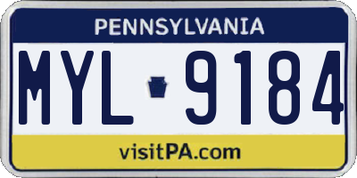 PA license plate MYL9184