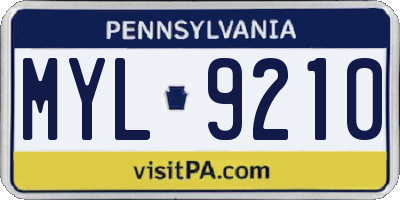 PA license plate MYL9210