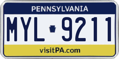 PA license plate MYL9211