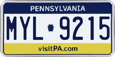PA license plate MYL9215