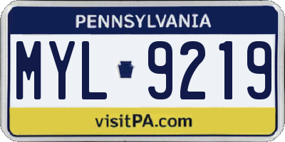 PA license plate MYL9219