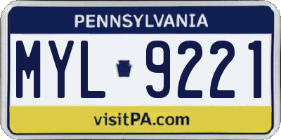 PA license plate MYL9221