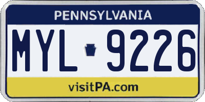 PA license plate MYL9226