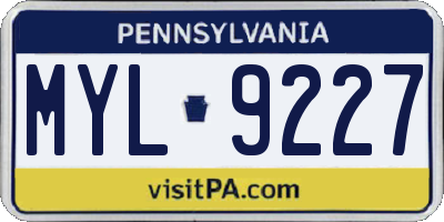 PA license plate MYL9227