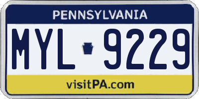 PA license plate MYL9229
