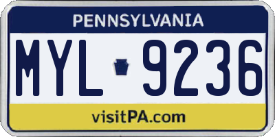 PA license plate MYL9236