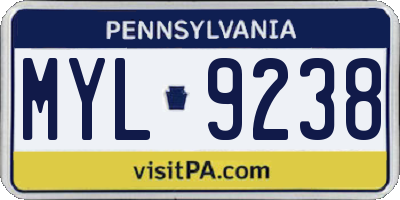 PA license plate MYL9238