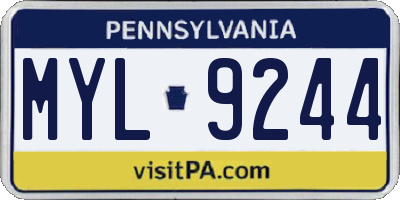 PA license plate MYL9244