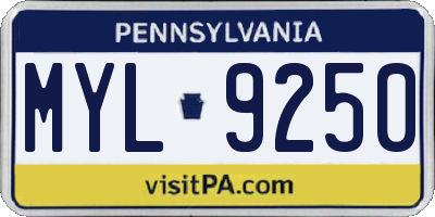 PA license plate MYL9250