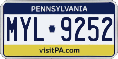 PA license plate MYL9252