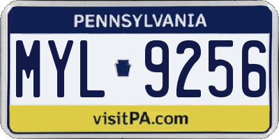 PA license plate MYL9256