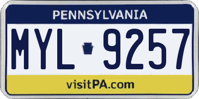 PA license plate MYL9257