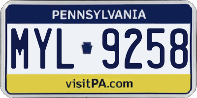 PA license plate MYL9258
