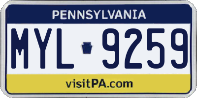 PA license plate MYL9259